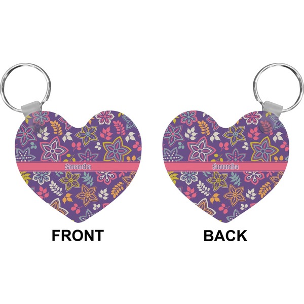 Simple Floral Heart Keychain (Front + Back)