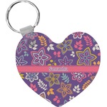 Simple Floral Heart Plastic Keychain w/ Name or Text