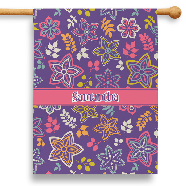 Custom Simple Floral 28" House Flag (Personalized)