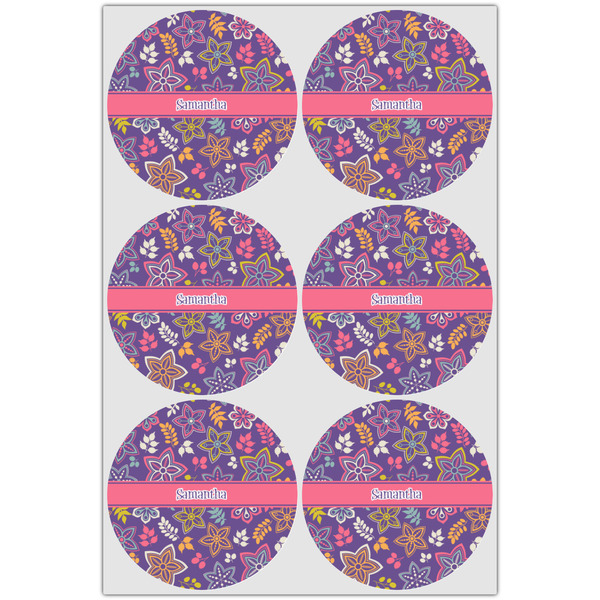 Simple Floral Icing Circle - Large - Set of 6