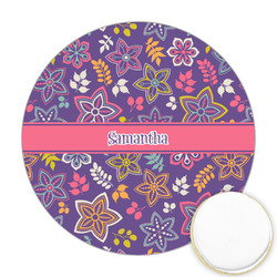 Simple Floral Printed Cookie Topper - Round (Personalized)