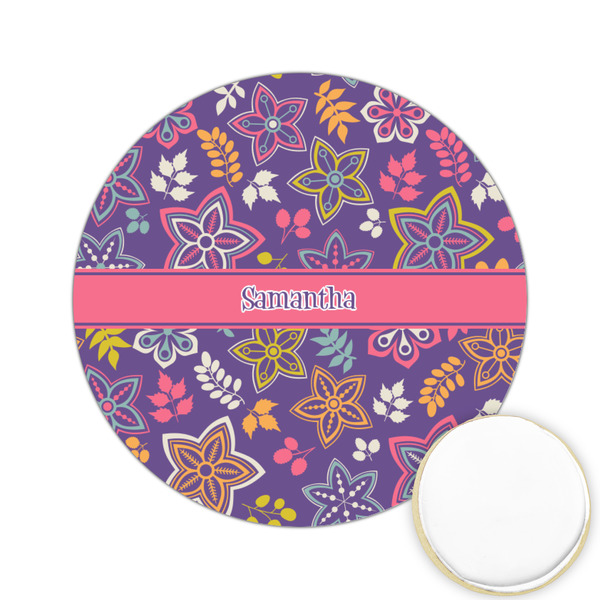 Custom Simple Floral Printed Cookie Topper - 2.15" (Personalized)