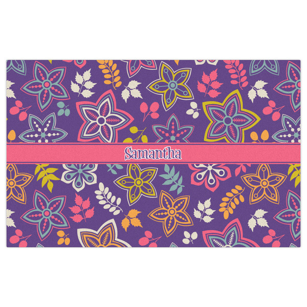 Simple Floral Indoor / Outdoor Rug - 5'x8' - Front Flat