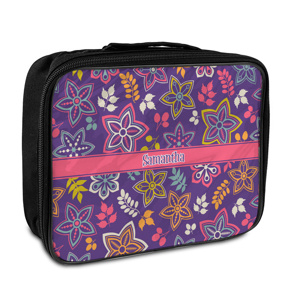 Custom Simple Floral Insulated Lunch Bag (Personalized)