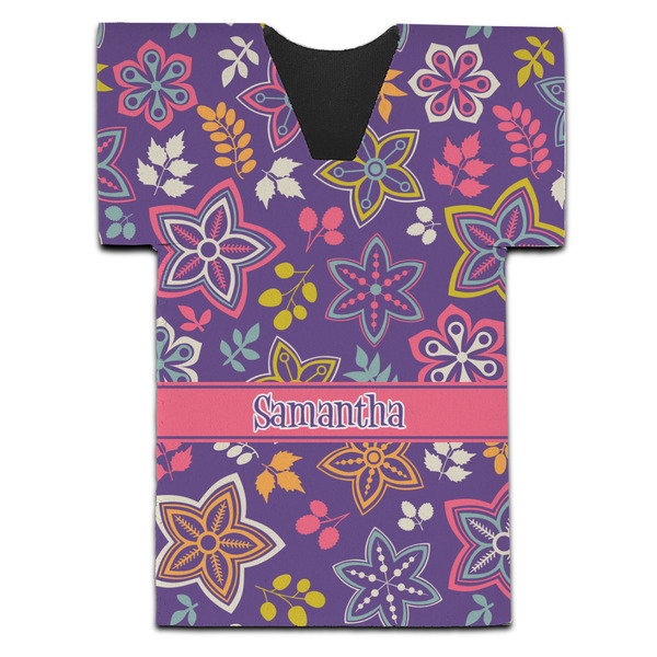 Custom Simple Floral Jersey Bottle Cooler (Personalized)