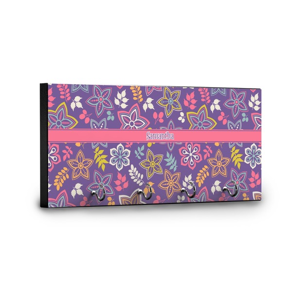 Simple Floral Key Hanger - Front View with Hooks