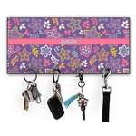 Simple Floral Key Hanger w/ 4 Hooks w/ Name or Text
