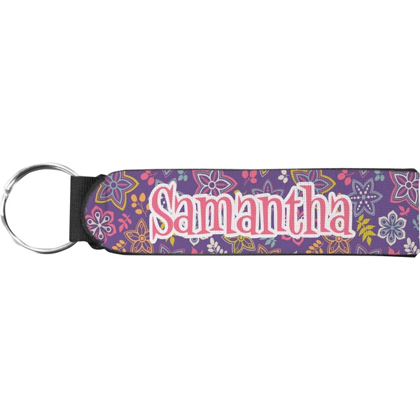 Custom Simple Floral Neoprene Keychain Fob (Personalized)