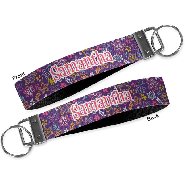 Simple Floral Key-chain - Metal and Nylon - Front and Back