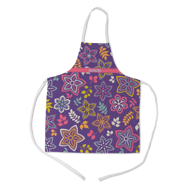 Custom Simple Floral Kid's Apron w/ Name or Text