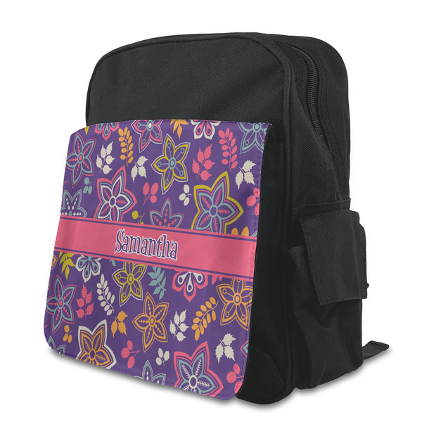 Custom Simple Floral Preschool Backpack (Personalized)