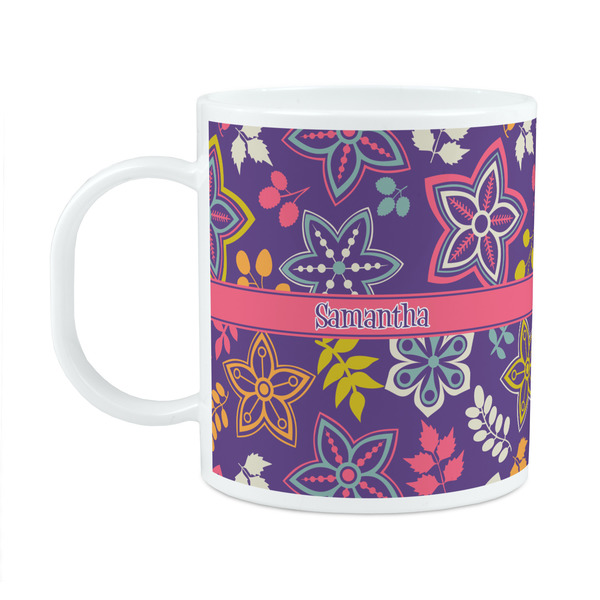 Custom Simple Floral Plastic Kids Mug (Personalized)