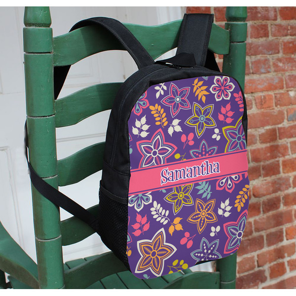 Simple Floral Kids Backpack - In Context
