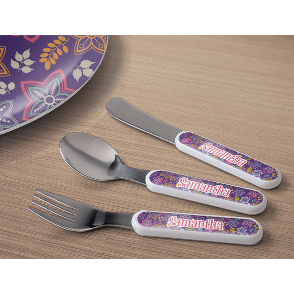 Simple Floral Kids Flatware w/ Plate