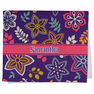 Simple Floral Kitchen Towel - Poly Cotton w/ Name or Text