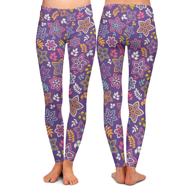 Simple Floral Ladies Leggings - Front and Back
