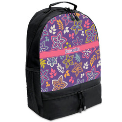 Simple Floral Backpacks - Black (Personalized)