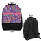 Simple Floral Large Backpack - Black - Front & Back View