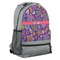 Simple Floral Large Backpack - Gray - Angled View
