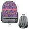 Simple Floral Large Backpack - Gray - Front & Back View