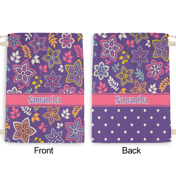 Simple Floral Large Laundry Bag - Front & Back View