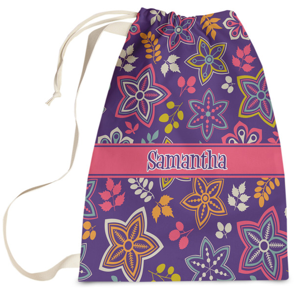 Custom Simple Floral Laundry Bag - Large (Personalized)
