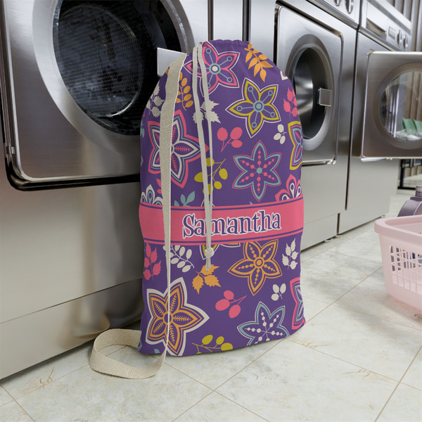 Simple Floral Large Laundry Bag - In Context