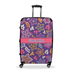 Simple Floral Suitcase - 28" Large - Checked w/ Name or Text
