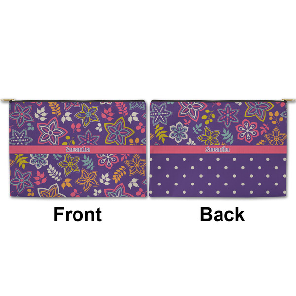 Simple Floral Large Zipper Pouch Approval (Front and Back)