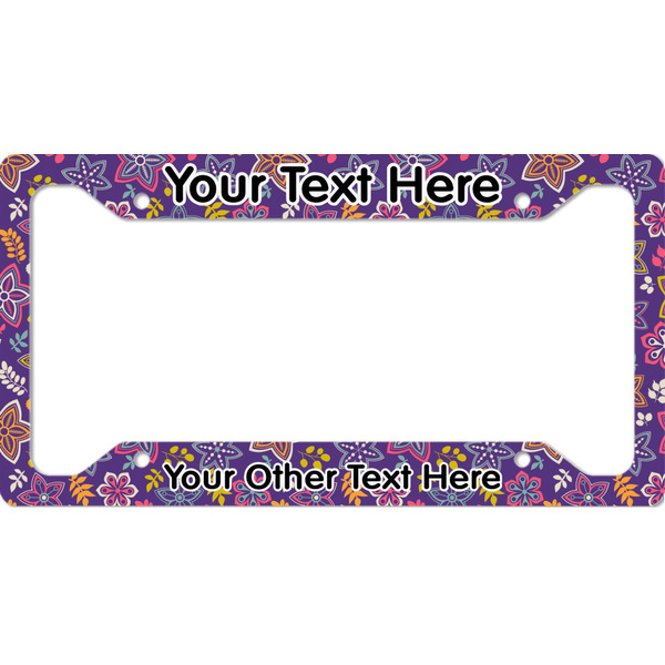 Custom Simple Floral License Plate Frame - Style A (Personalized)