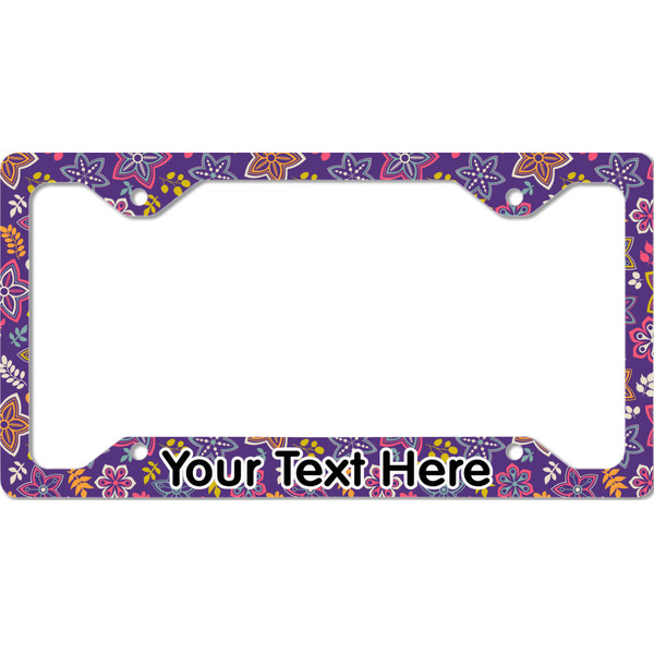 Custom Simple Floral License Plate Frame - Style C (Personalized)