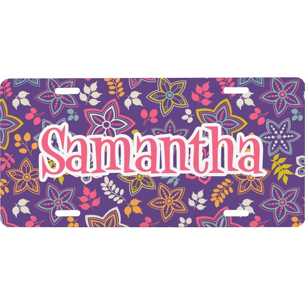 Custom Simple Floral Front License Plate (Personalized)