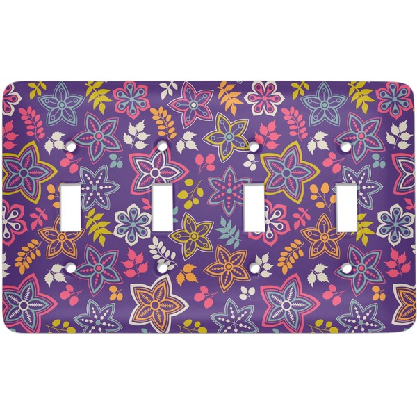 Custom Simple Floral Light Switch Cover (4 Toggle Plate)
