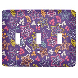 Simple Floral Light Switch Cover (3 Toggle Plate)