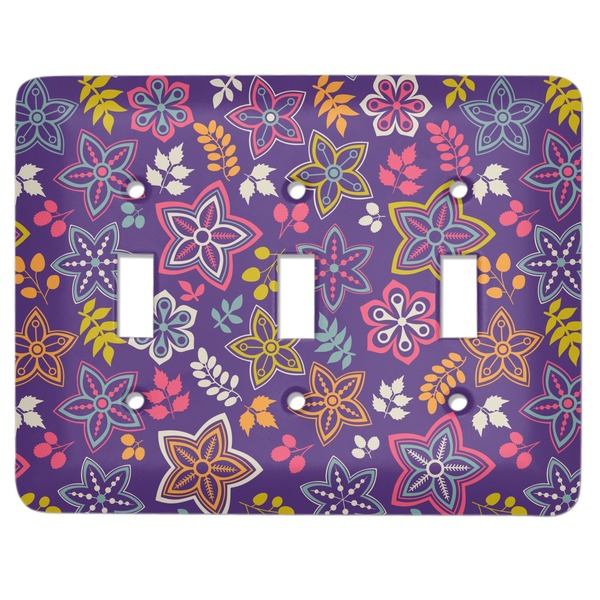 Custom Simple Floral Light Switch Cover (3 Toggle Plate)