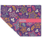 Simple Floral Double-Sided Linen Placemat - Single w/ Name or Text