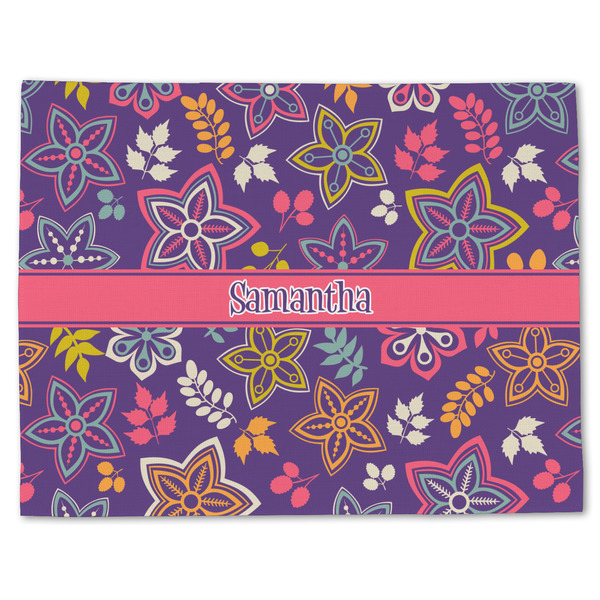 Custom Simple Floral Single-Sided Linen Placemat - Single w/ Name or Text