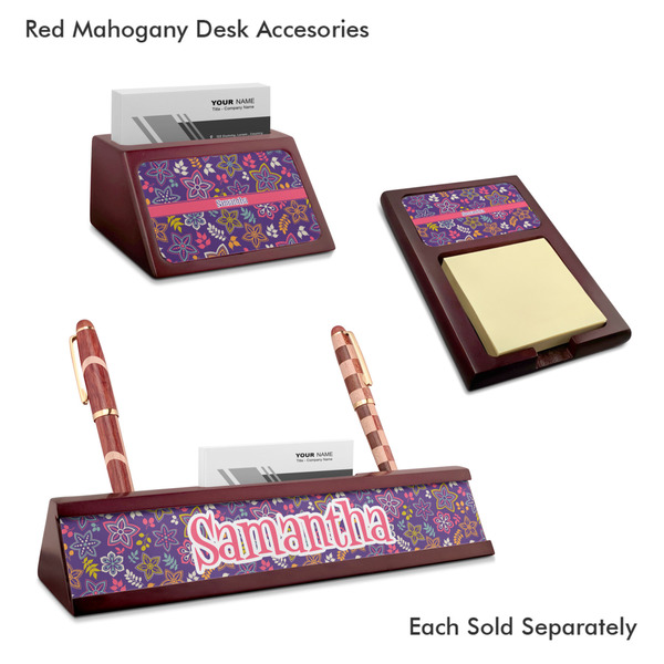 Simple Floral Mahogany Desk Accessories