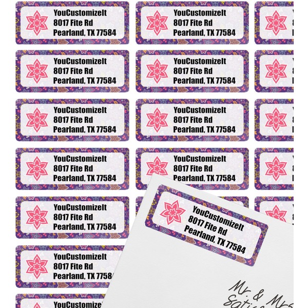Simple Floral Mailing Label on Envelope - Multiple Labels