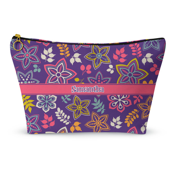 Custom Simple Floral Makeup Bag - Small - 8.5"x4.5" (Personalized)