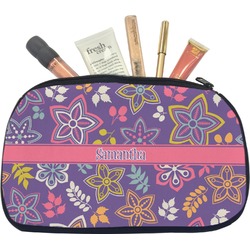 Simple Floral Makeup / Cosmetic Bag - Medium (Personalized)