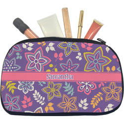 Simple Floral Makeup / Cosmetic Bag - Medium (Personalized)