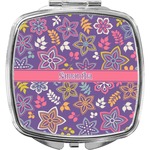 Simple Floral Compact Makeup Mirror (Personalized)