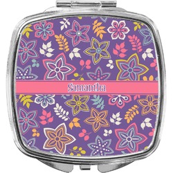 Simple Floral Compact Makeup Mirror (Personalized)