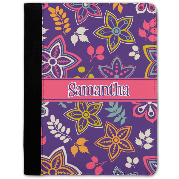 Custom Simple Floral Notebook Padfolio - Medium w/ Name or Text