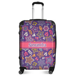Simple Floral Suitcase - 24" Medium - Checked (Personalized)