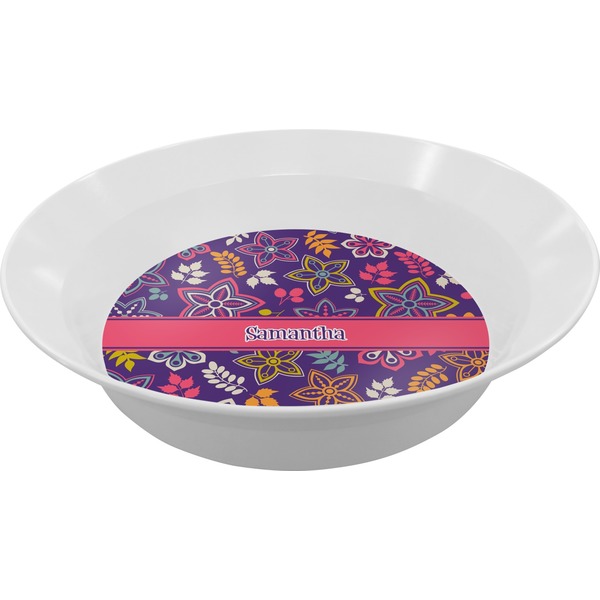 Custom Simple Floral Melamine Bowl - 12 oz (Personalized)