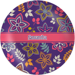 Simple Floral Melamine Salad Plate - 8" (Personalized)