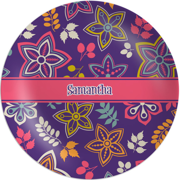 Custom Simple Floral Melamine Plate (Personalized)