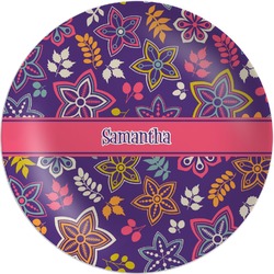 Simple Floral Melamine Plate (Personalized)